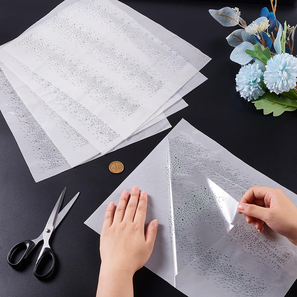 FINGERINSPIRE 8Pz Foglio di Strass Glitterati Trasferimenti Termoadesivi Applicazioni Hotfix con Strass Blu Cielo Decalcomanie di Strass Toppe Piatte e Rotonde Scintillanti per Abbellire Indumenti