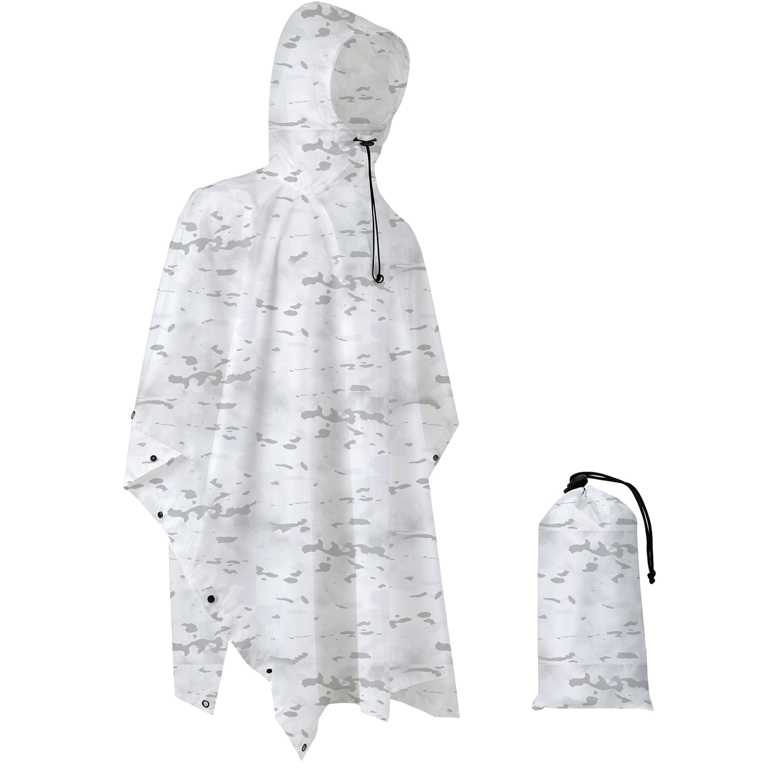 Fousam Unisex Mc Snow 41"X55" Rain Poncho, Military Tactical Poncho Camo Multi Use Waterproof Rain Coat