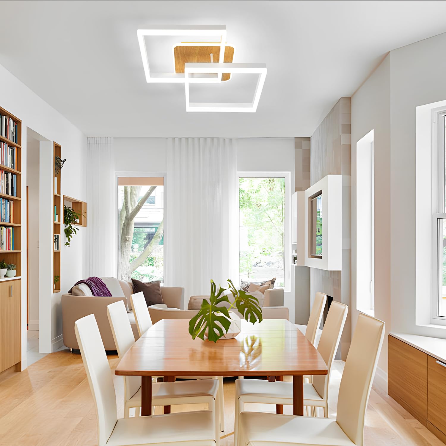 Comely Plafonnier LED 40W 4500LM, Luminaire Dimmable Avec Télécommande | Blanc Carrée 3000K-6500K Moderne Lampe LED pour Chambre Cuisine Salon