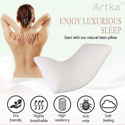 Miniatura 5 de Talalay - Almohada de látex 100% natural de alta calidad, almohada de cama suave para dormir con funda de almohada de algodón extraíble que ayuda a