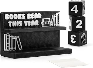Books Read This Year Counter with Sticky Notes, Book Counter Sign Bookshelf Table Decor Book Tracker for Reading Goal Display, Bookworm Gift for Readers Students Teachers Writers(Color:Black)