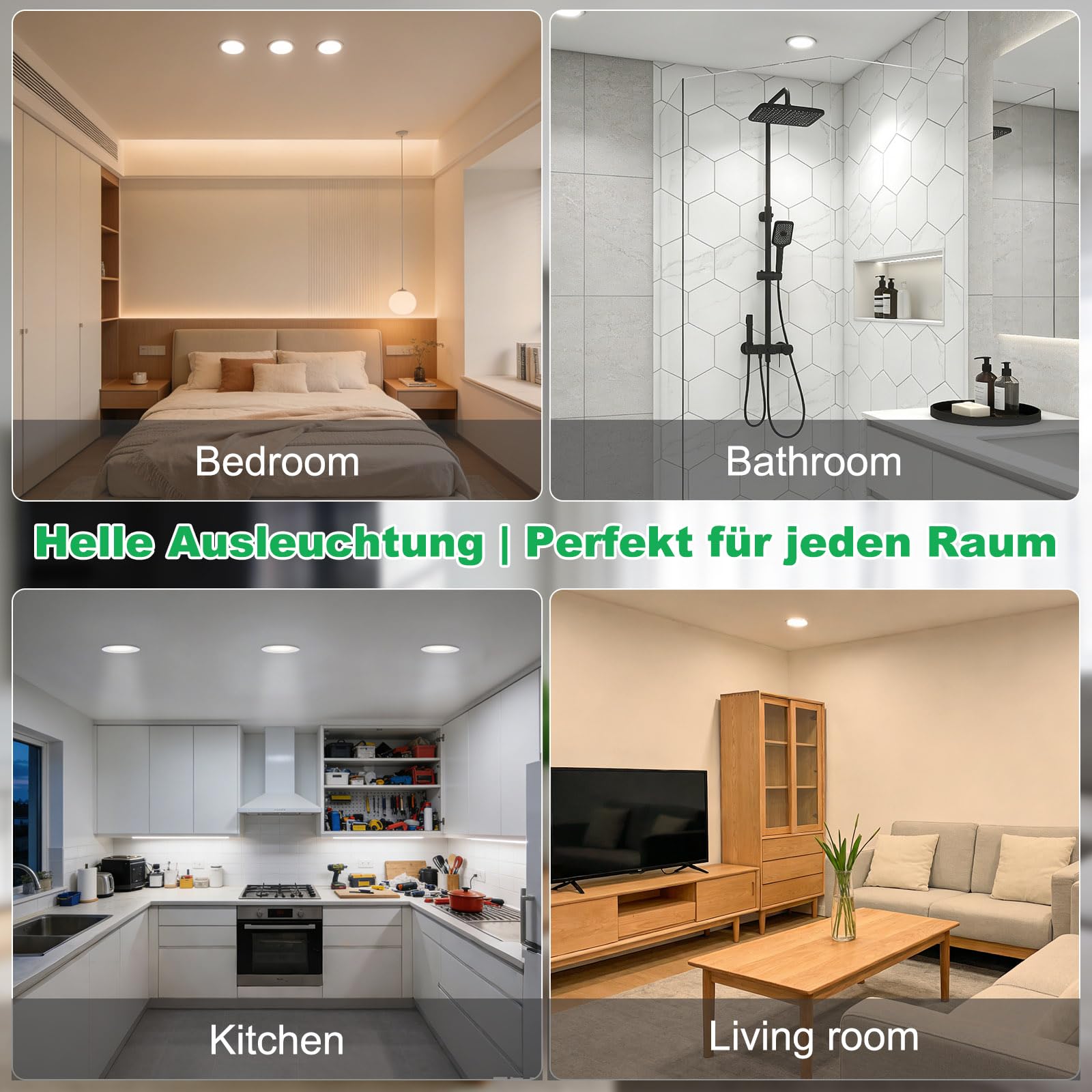 LED Einbauleuchten, 7W Dimmbar LED Spots 230V Deckenstrahler mit 68–78 mm Einbaudurchmesser, Warmweiß 3000K Neutralweiß 4000K Kaltweiß 6500K für Küche und Badezimmer, 20er Set | 68–78 mm Einbaudurchmesser, Warmweiß 3000K, Neutralweiß 4000K, Kaltweiß 6500K