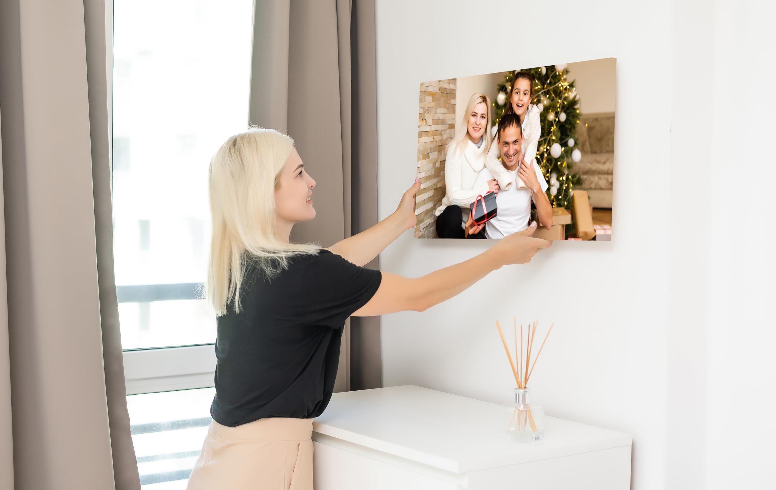vgoltd Personalised Canvas Wall Art Custom Photo Frame Customise Your Photo Wall Picture for Living Room & Bedroom (12" x 8")