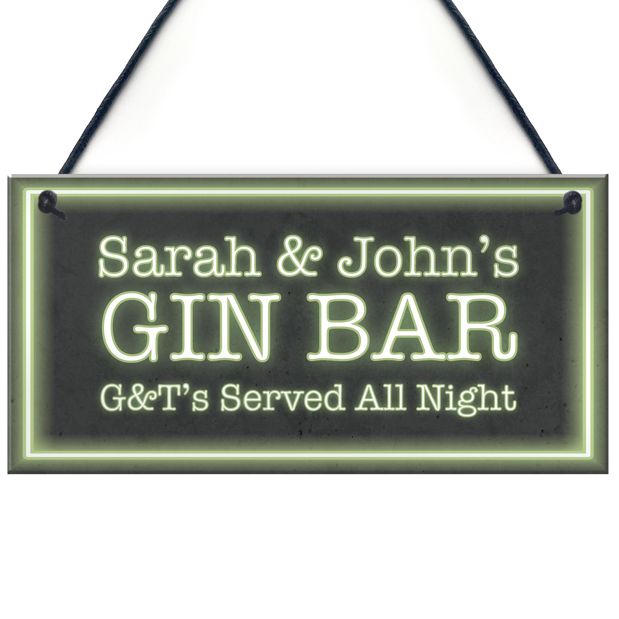 Red Ocean Personalised Gin Bar Hanging Sign Novelty Home Bar Decor Gin And Tonic Gifts For Him Her