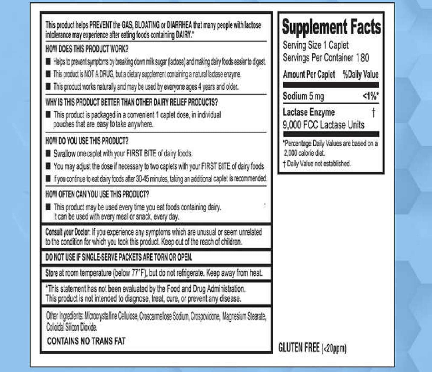 Kirkland Signature Fast Acting Lactase, 180 Caplets : Health & Household