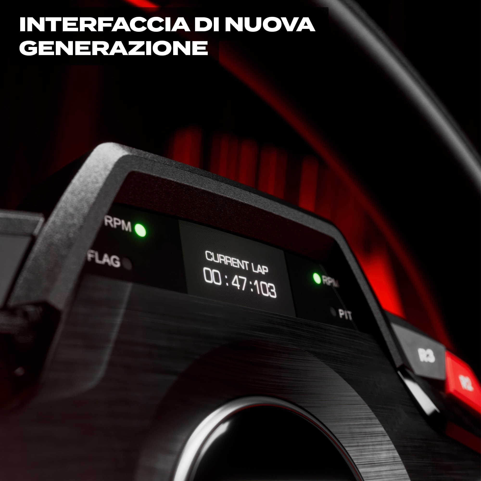 Thrustmaster T248R Volante da Corsa – Pelle Traforata Premium – Display Interattivo LCD – Force Feedback Ibrido 3.1 Nm – Include Pedali T3PM – PS5, PS4, PC
