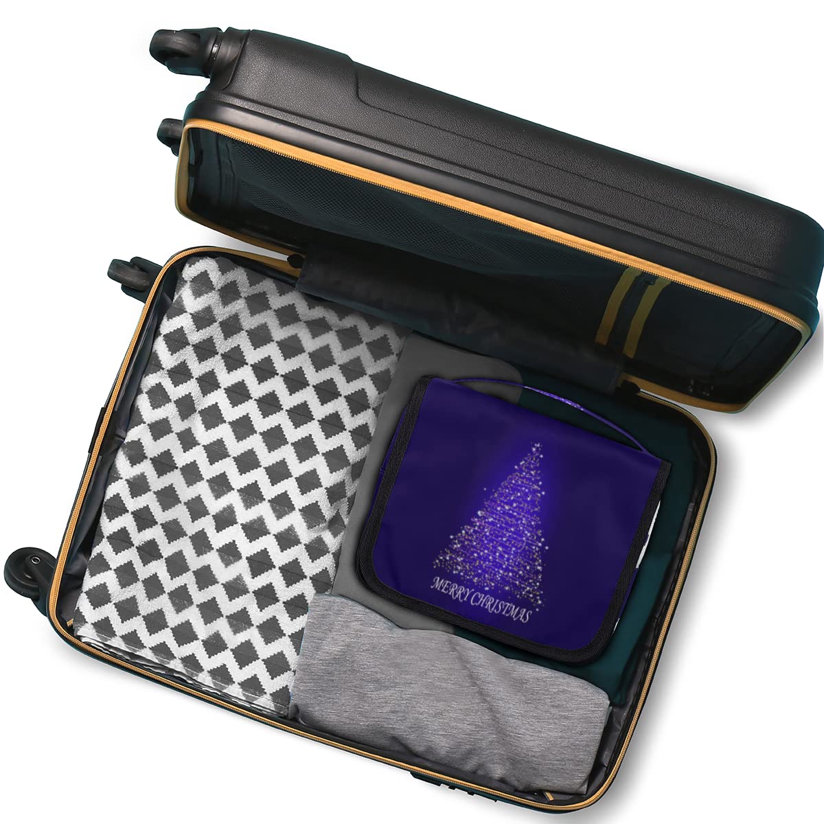 Wesołych Świąt Podróżna Kosmetyczka Choinka Mycie Torba Unisex Wiszące przybory toaletowe Kosmetyczka Organizer do makijażu, wielobarwny, Jeden rozmiar