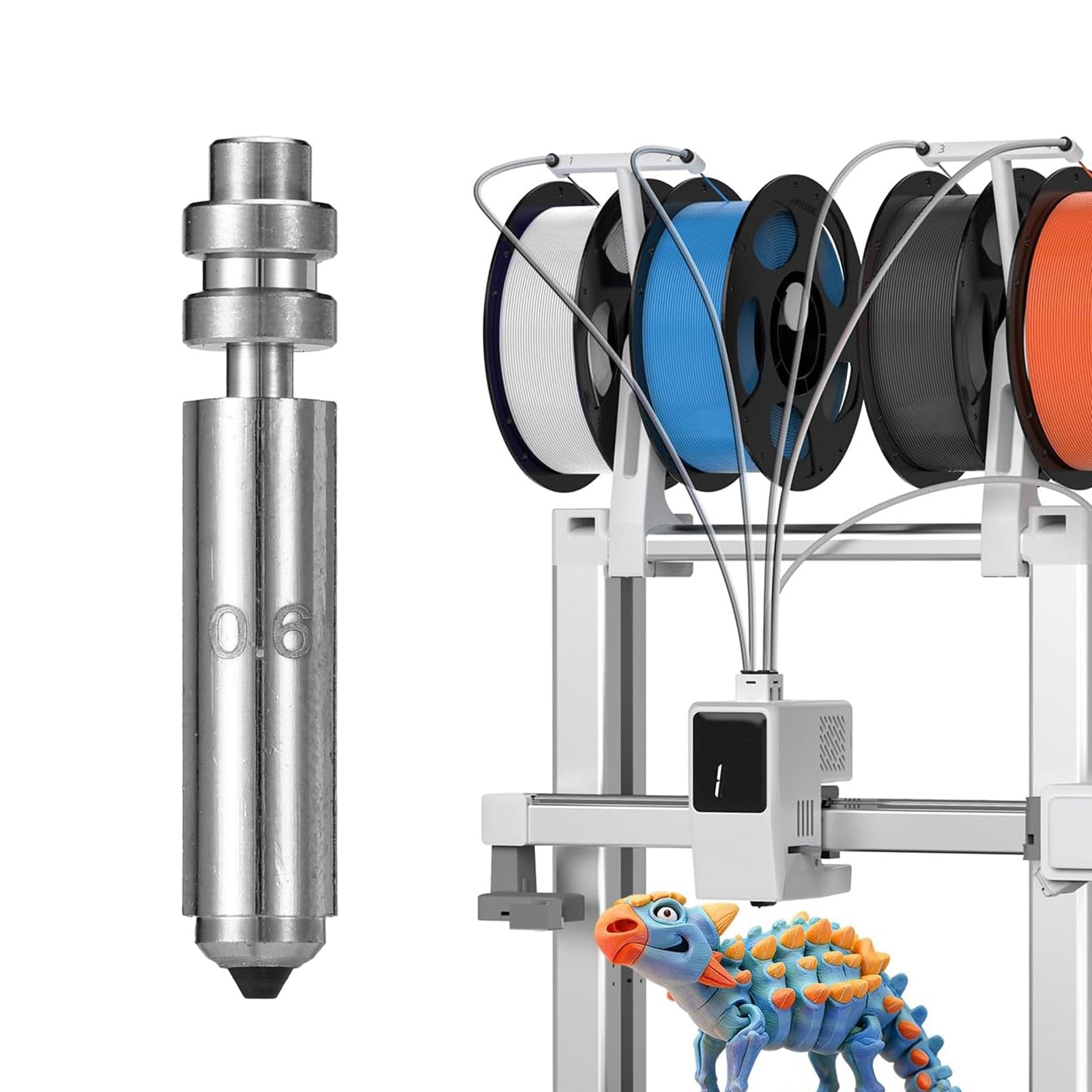 7pz di Set Ugelli per Kobra X, Ugelli in Acciaio Ricambio con Copertura in Silicone e Spazzole Kit Testina Stampa Dell'Estrusore a Sgancio Rapido per Kobra X (0,4mm, 0,6mm, 0,8mm)