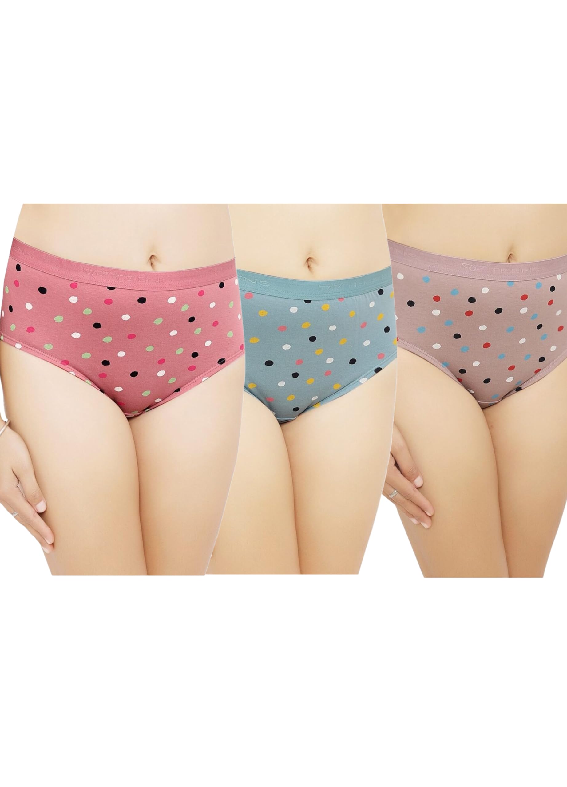 Teens Cotton Outer Elastic Printed Panty with Wider Elastic- Pista (Pack of 3) (Prints May Vary)-image-6