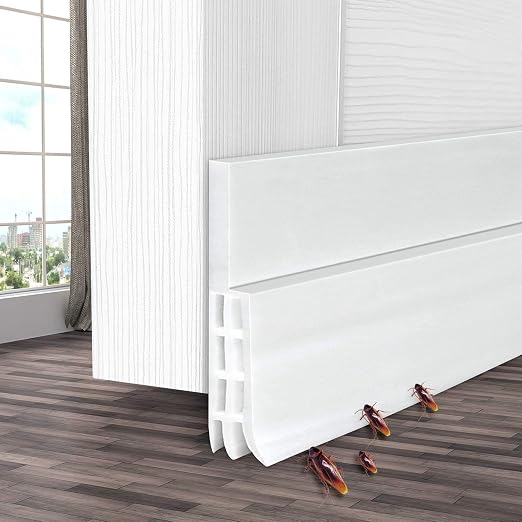 39 Inch Door Bottom Sealing Strip Guard Self Adhesive Door Gap Filler Rubber Silicon Seals for Bottom Stopper Insect Sealer Weather Strip Protector from Insect, Bugs, Air & Dust (White)