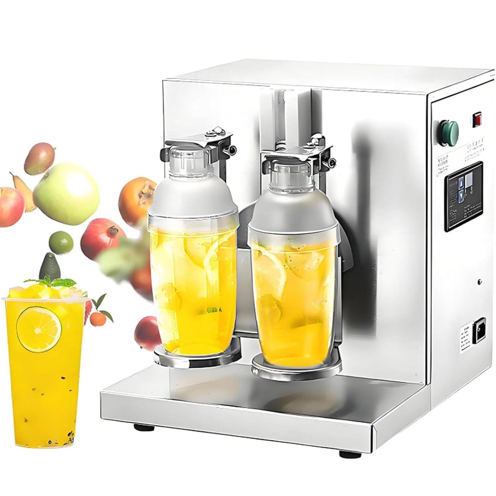 PioMue Electric Milk Tea Shaker - Commercial Double Cup Shaking Machine, 400r/min Stainless Steel for Bubble Tea and Milk Tea, Efficient Mixing for Smooth Beverages