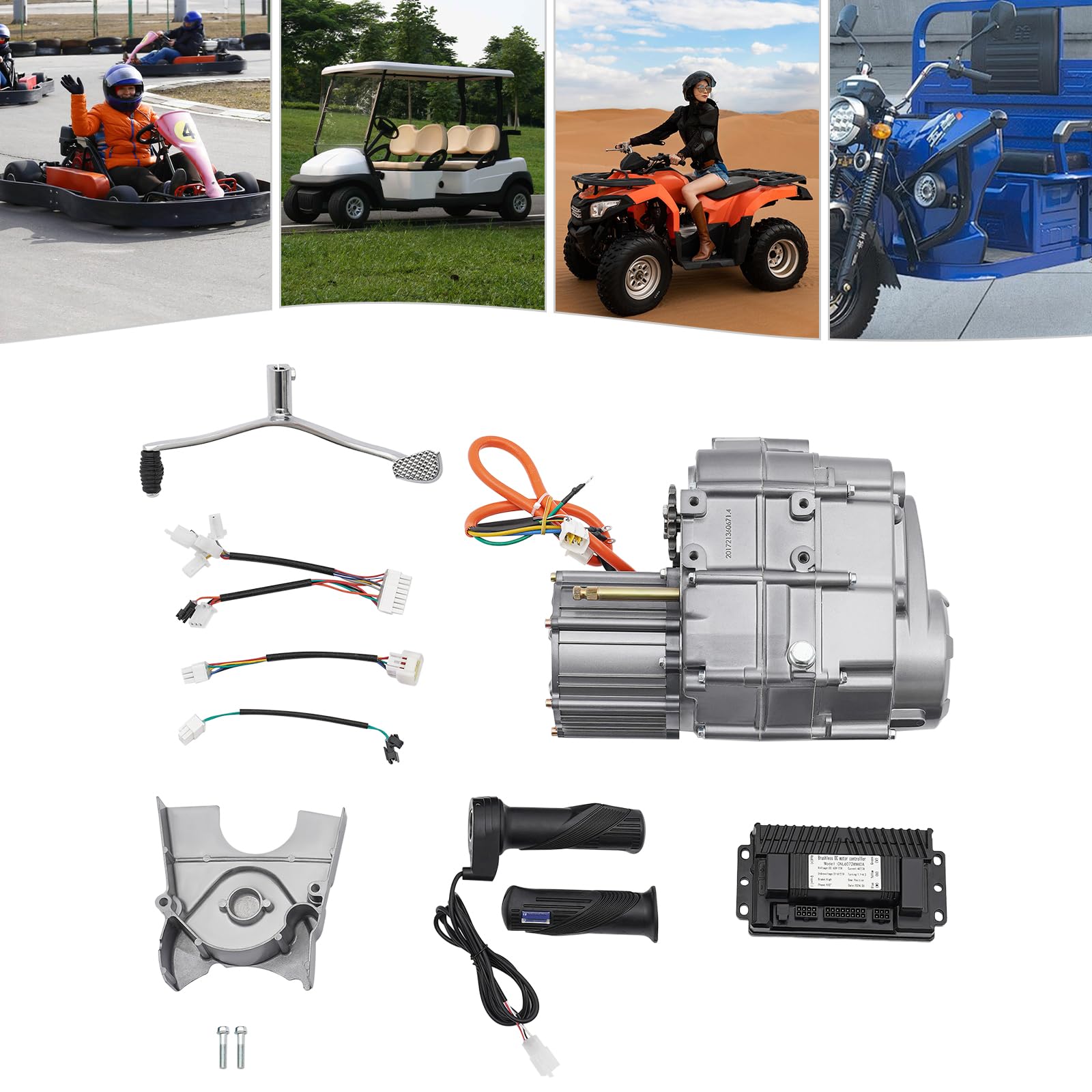 Kit de motor ATV sin escobillas, motor de 1000 W, embrague automático de 4 velocidades, apto para 60 V, ahorro de energía, bordes lisos, cubierta protectora, para ATV motocicleta eléctrica y Gokart