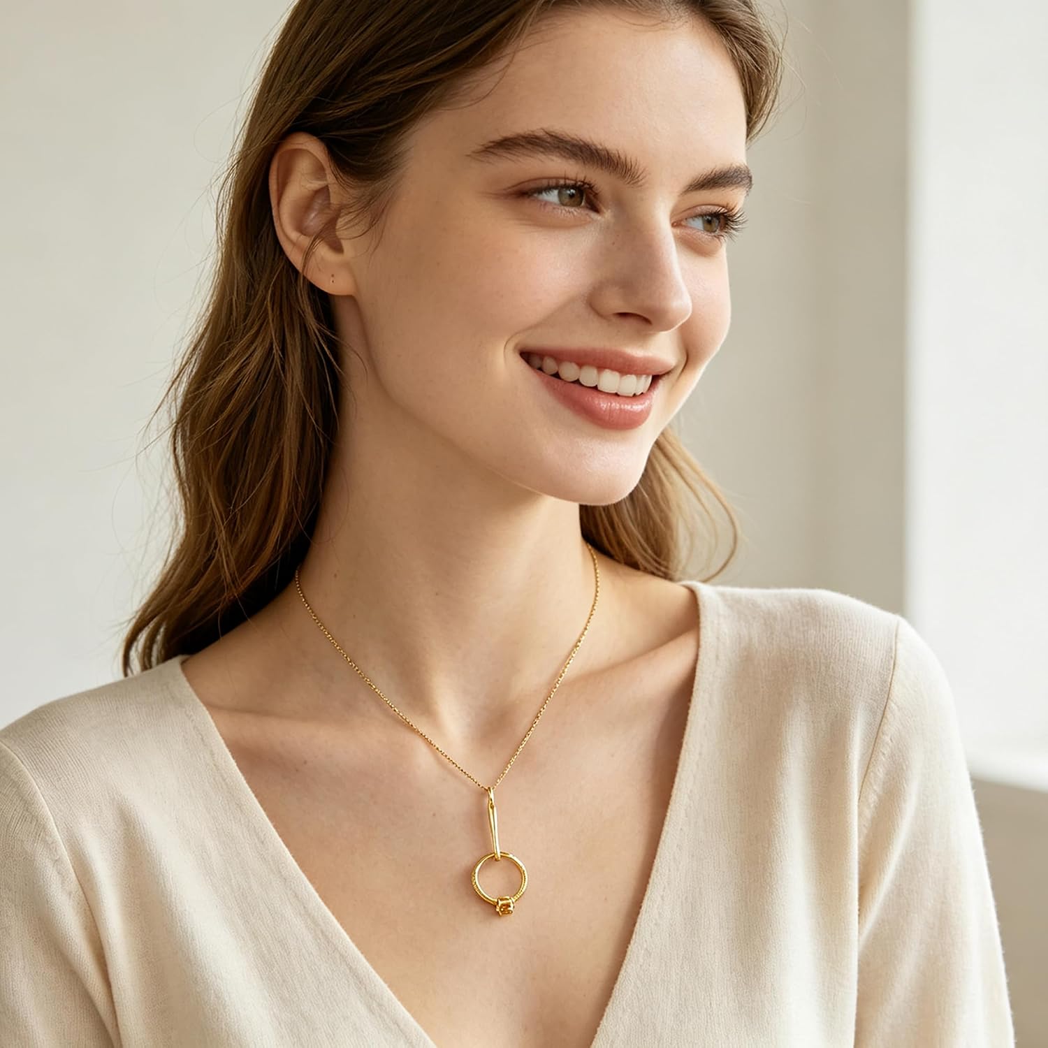 Openable Ring Holder Necklace, 14k Gold/Silver Plated Brass Ring Keeper Necklace, Satellite Chain, Gold Jewelry for Women image 5