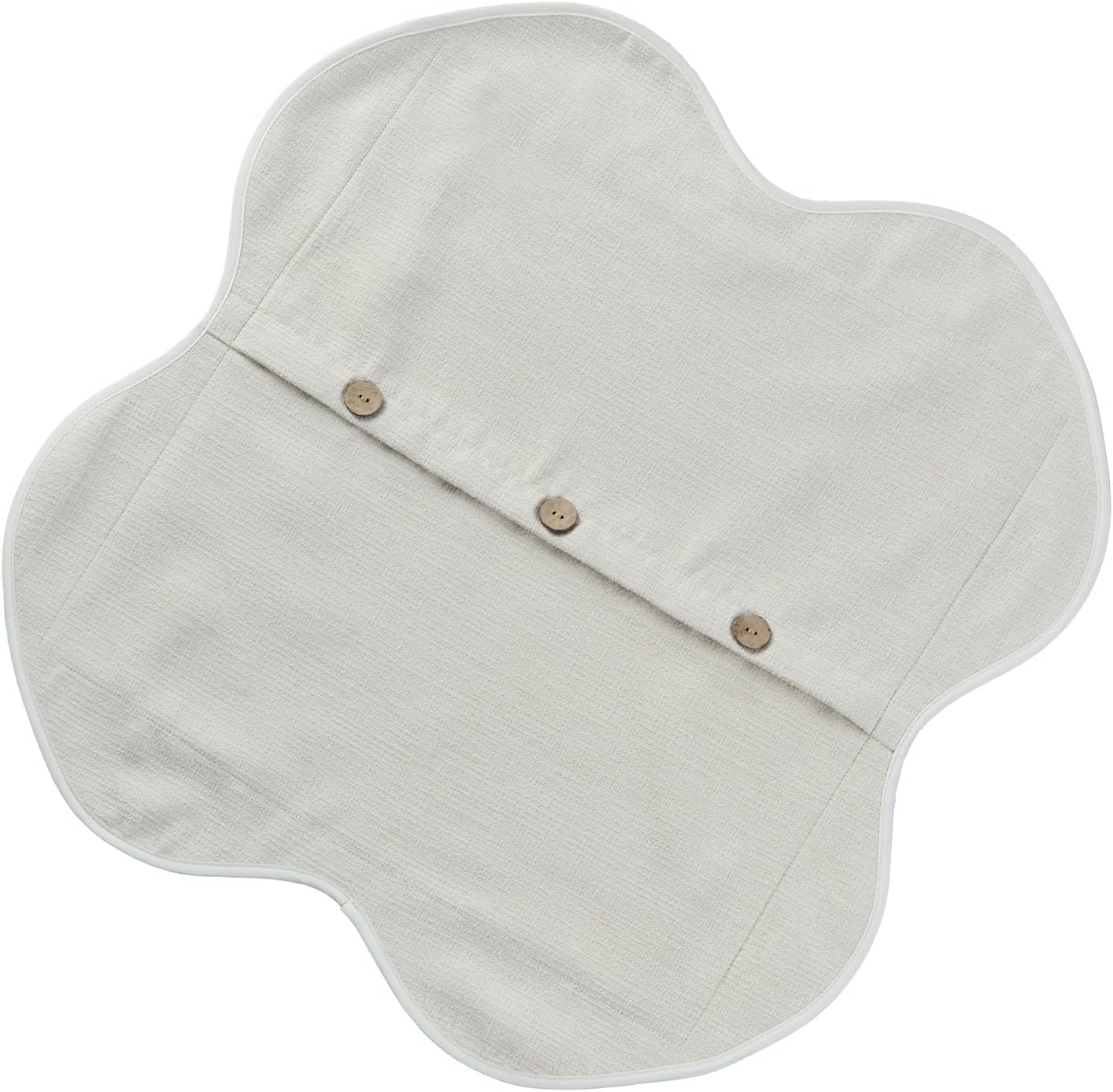 FUTEI Cream Chenille Throw Pillow Covers 18x18 Inch Set of 2, Four-Leaf Clover Shape with 3 Buttons Scalloped Bordered Design Cushion Case, Neutral Home Decor for Couch