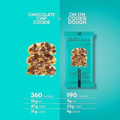 Miniatura 6 de TRUBAR Paquete variado de barras de proteínas veganas, sabores surtidos, mantequilla de maní, macchiato, masa de galletas, sin gluten, aperitivos de