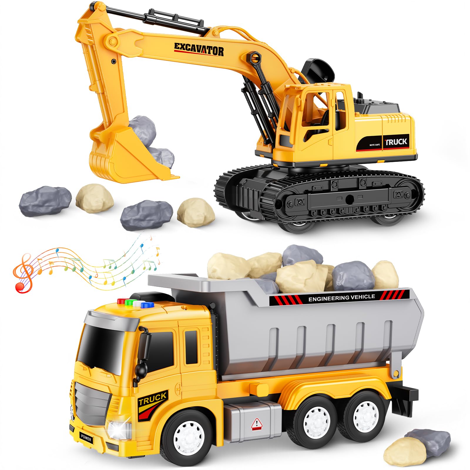 Construction Toys for 3-5 Year Old Toddler Boy, Excavator & Dump Truck Set