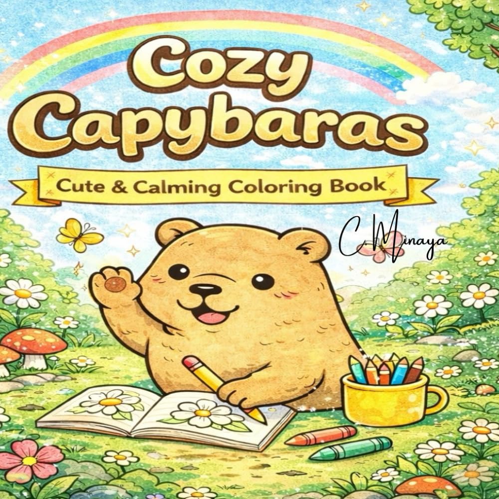Cozy Capybara: Cute & Calming Coloring Book (Cozy, Cute, & Calming)