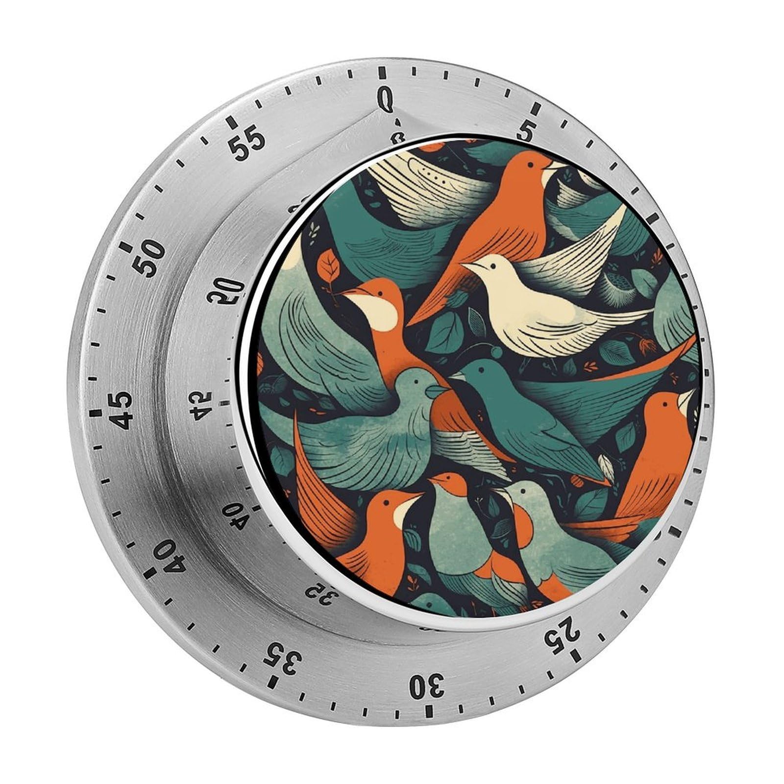 Flock of Birds Timers Adsorbable Stainless Steel Kitchen Timer Loud 60 Minute Visual Timer Portable Manual Countdown Timers Alarm Clock Time Management Tool for Home Work