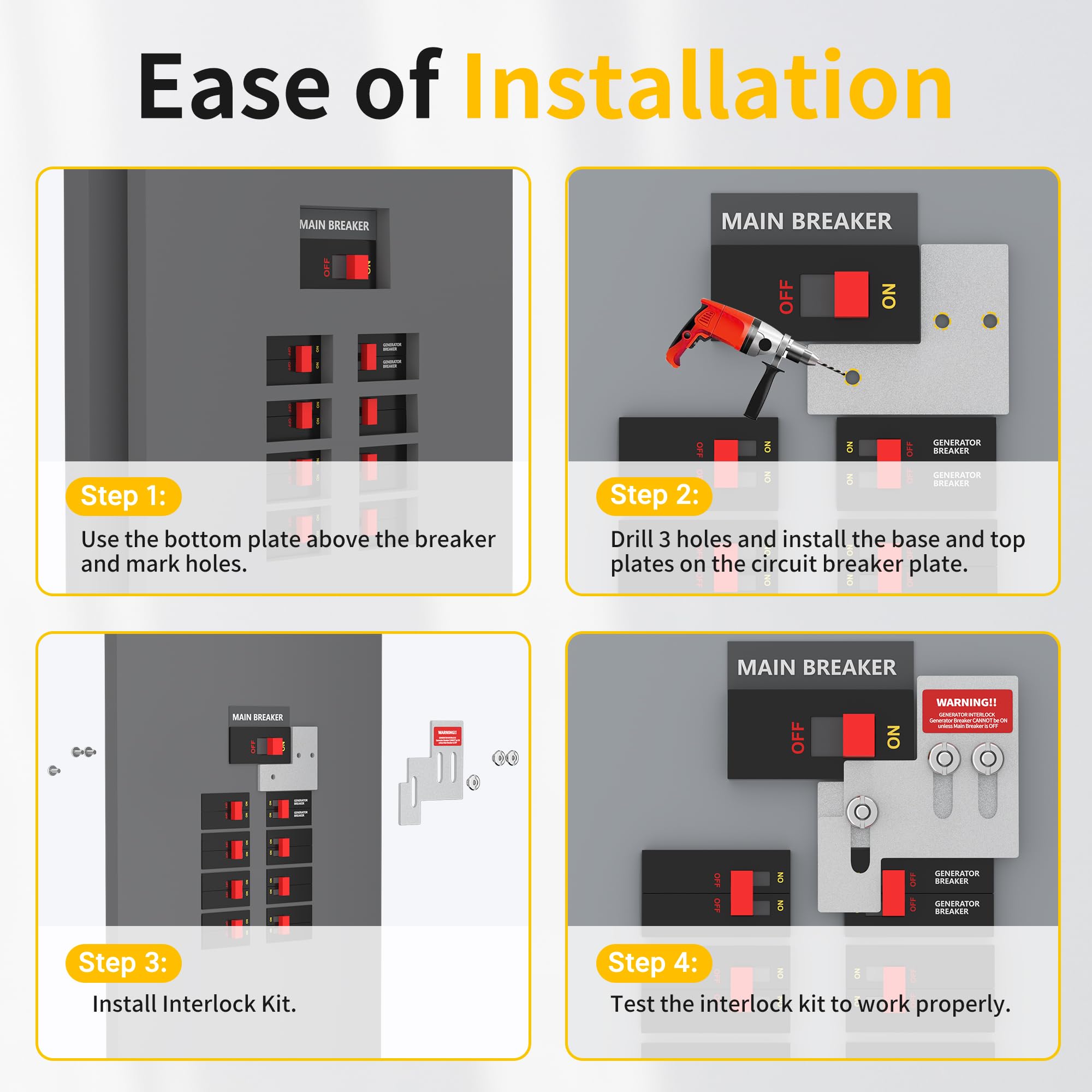 Generator Interlock Kit Compatible with Square D QO or Homeline 100 or 125 Amp Panels, Interlock Kit with 3/4 to 7/8 Inches Spacing Between Main and Generator Breaker — Amazon image 3