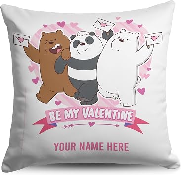 NORTHWEST Cartoon Network - We Bare Bears Personalized Pillow, 18" x 18", Be My Valentine