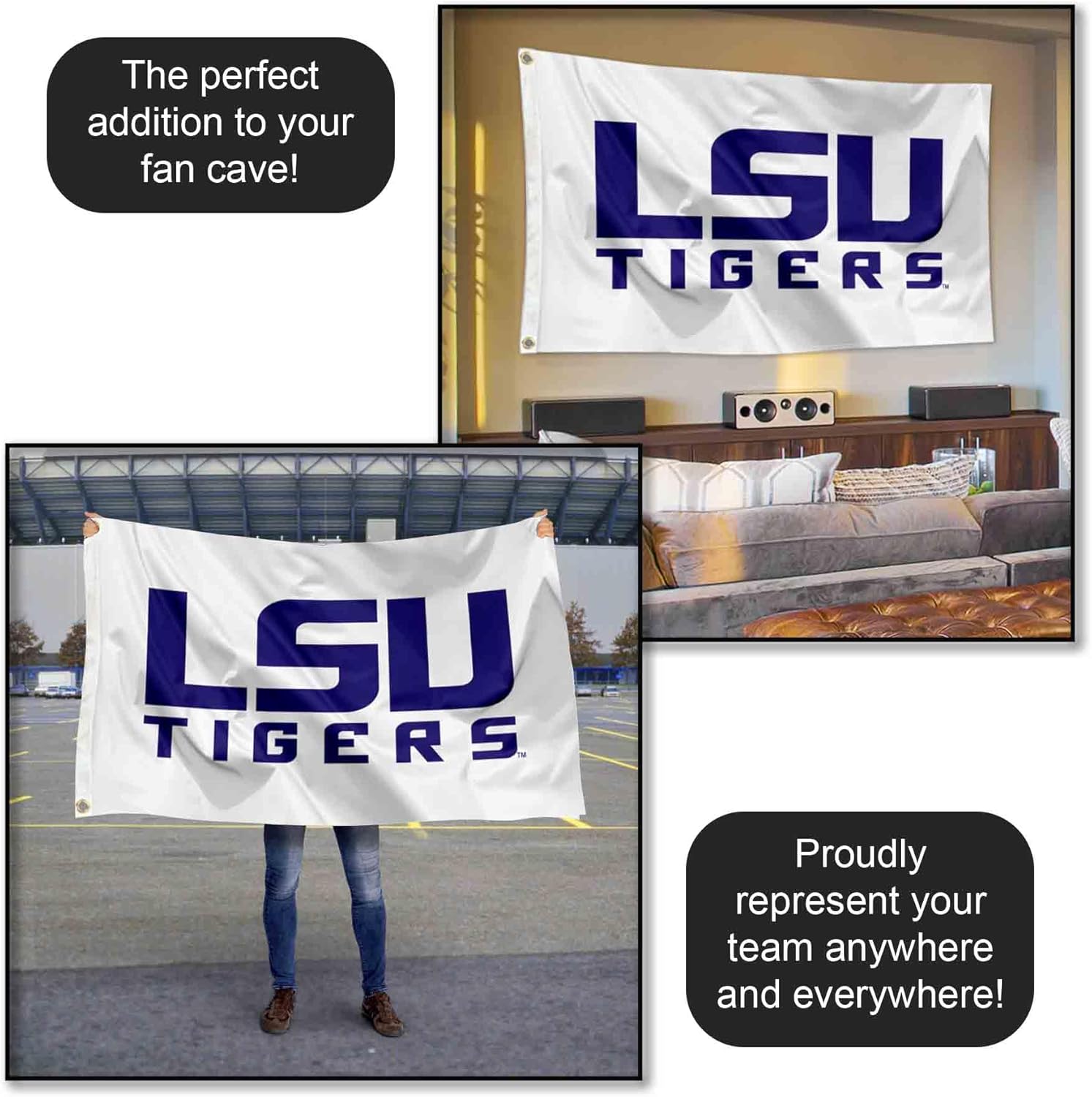 Louisiana State LSU Tigers White Flag - Image 5