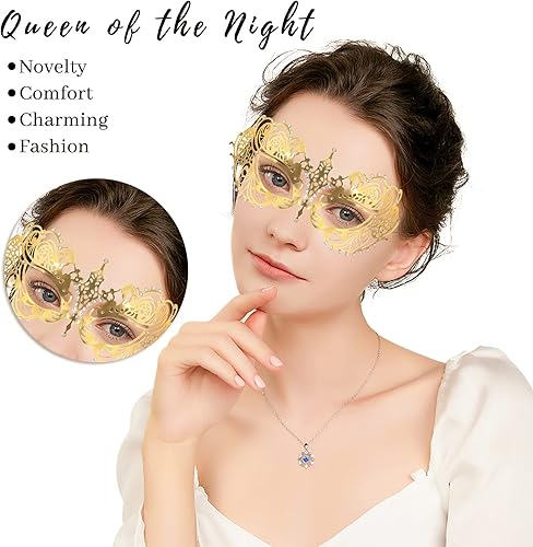 Miniatura 4 de IncreDecor Máscara de mascarada para parejas, para mujeres y hombres, máscara de Mardi Gras, máscara de metal para disfraz de Halloween, máscaras