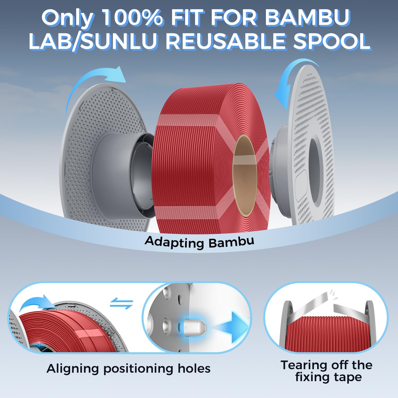 Creality Recharge de filament PETG pour imprimante 3D, 2 kg, 1,75 mm, bobine réutilisable, précision dimensionnelle ± 0,03 mm, PETG bleu et rouge