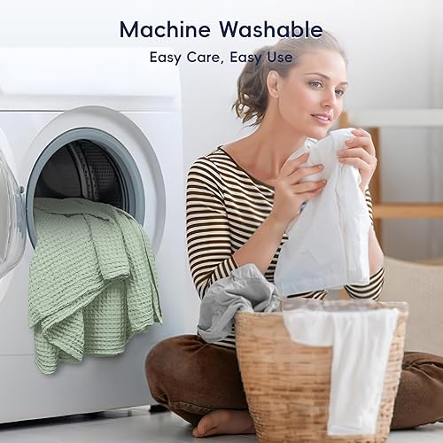 Miniatura 7 de PHF Manta ultrasuave de tejido de gofre, tamaño King, 104 x 90 pulgadas, ligera, transpirable, acogedora, perfecta para primavera y verano, gran