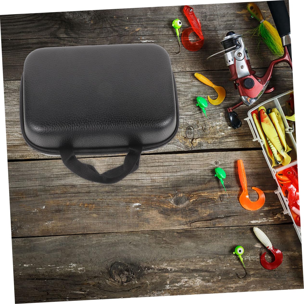 Yardwe Sacca per Mulinello da Pesca 2 Pezzi in Eva Nera Protegge Mulinelli da Urti e Pioggia Custodia Portatile per Accessori Pesca