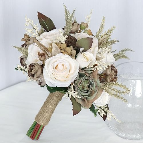 Miniatura 5 de MOJUN Ramo de boda para novia flor de rosa artificial hecha a mano para damas de honor ramo de boda romántico para boda día de San Valentín fiesta