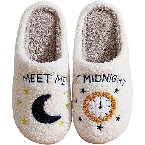 Unisex Meet Me at Midnight Slippers Fuzzy Warm House Slippers Winter Indoor Outdoor Shoes