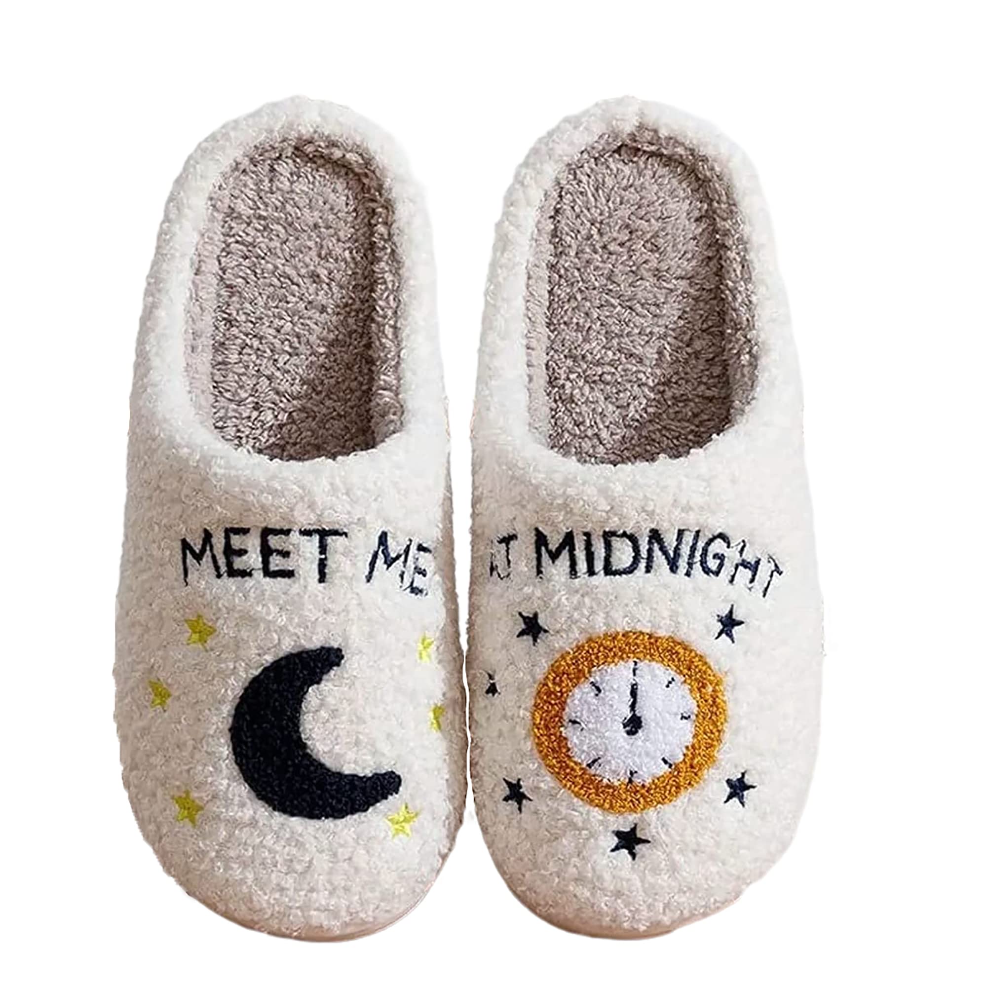 DakinFu Unisex Meet Me at Midnight Slippers Fuzzy Warm House Slippers Winter Indoor Outdoor Shoes