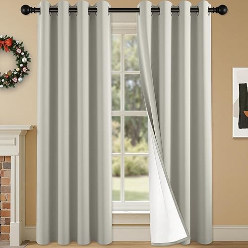 Miniatura 70 de Cortinas 100% opacas de 84 pulgadas de largo para dormitorio, sala de estar, cortinas de oscurecimiento de habitación con aislamiento térmico con