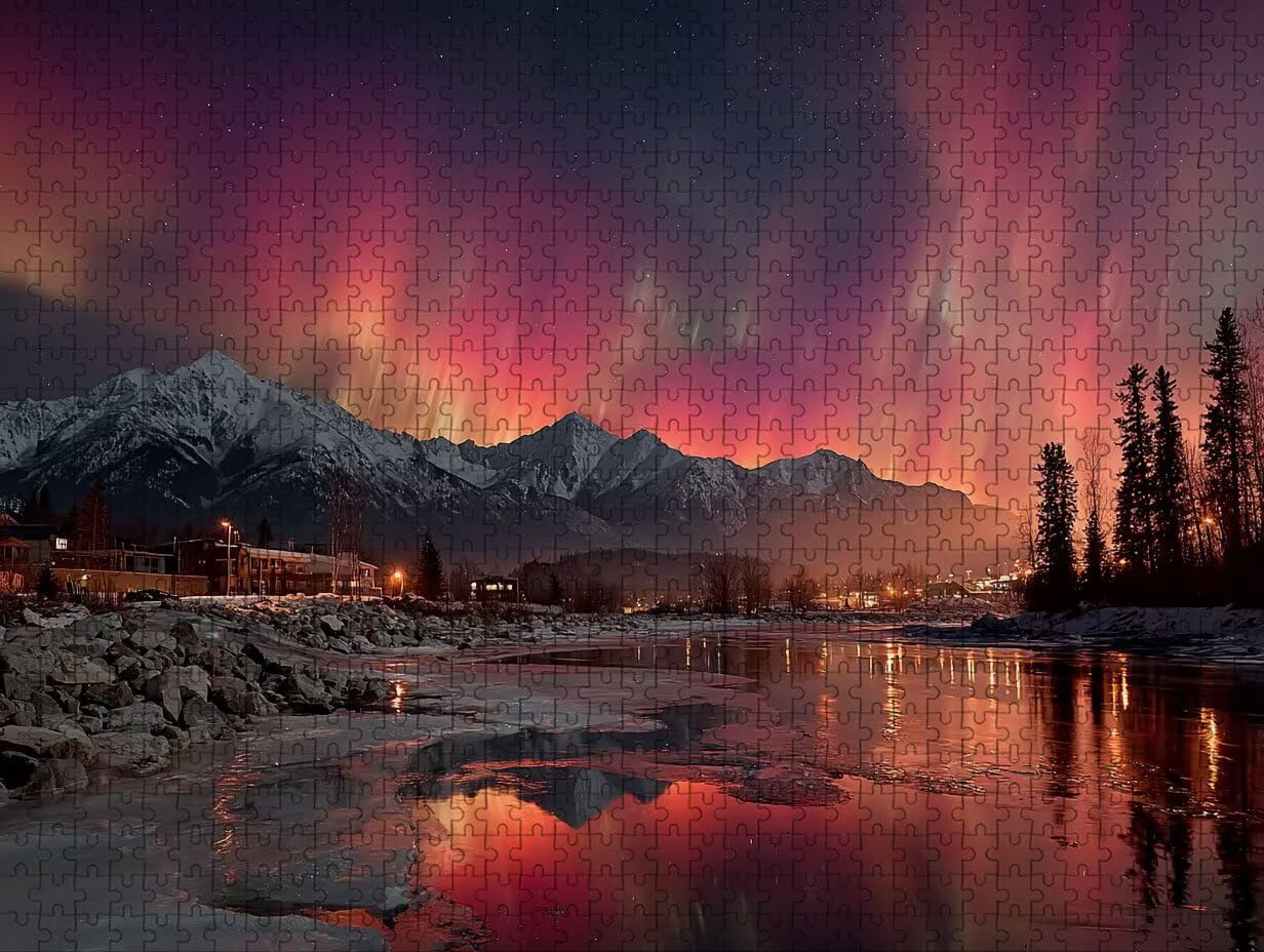 Schneeszene Holz Puzzles 156x105cm, SternenSky Jigsaw Puzzles 5000 Teile für Erwachsene Mit Box, EIN Herausforderndes Rätsel Game, Farbenfrohes Legespiel, Geeignet für die meisten Gruppen, 9-6335