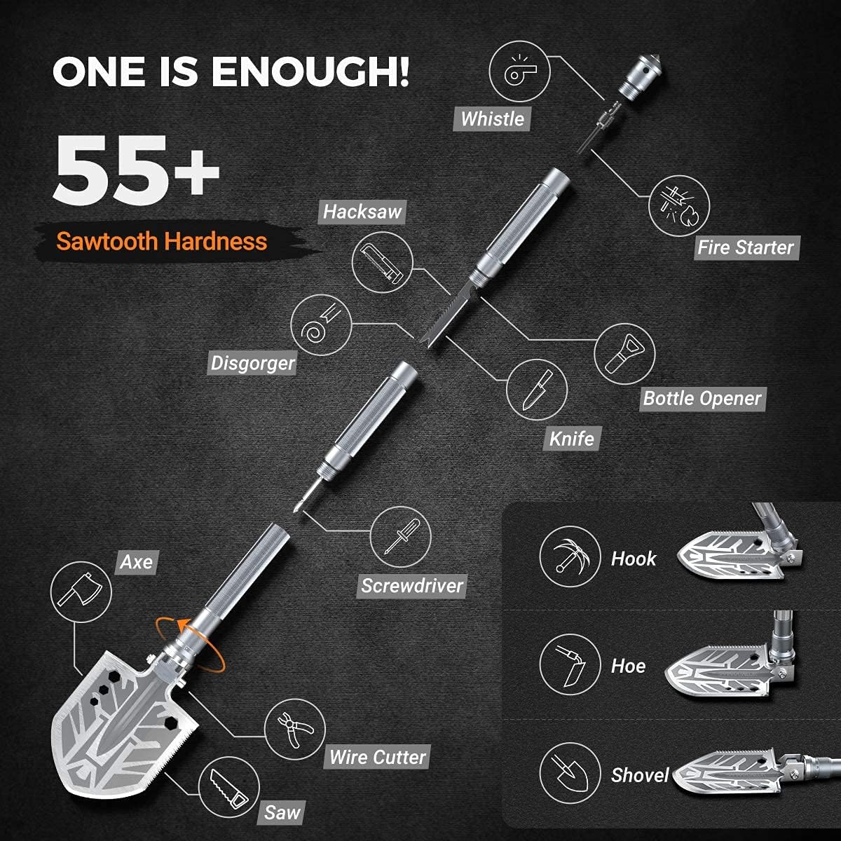 Sahara Sailor Survival Shovel & 15 in 1 Camping Multitool Hammer, Hatchet Axe, Piler Camping Accessories Outdoor Survival Gear and Equipment Gifts for Men, Camping Hatchet Tool : Sports & Outdoors