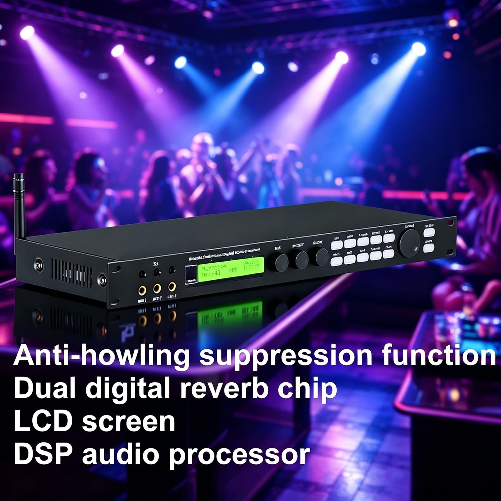MObyat Procesador De Audio Digital Profesional, Procesador De Audio para Karaoke, 3 Canales De Micrófono, Compatible con Salida De 5.1 Canales, para Cine En Casa Y Altavoces.
