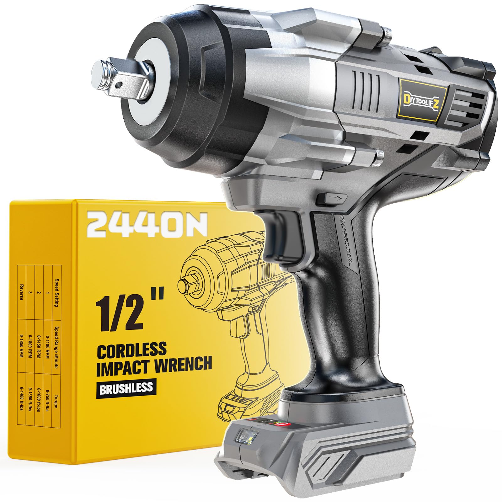DIYtoolifz 1800 Ft-lbs High Torque Impact Wrench
