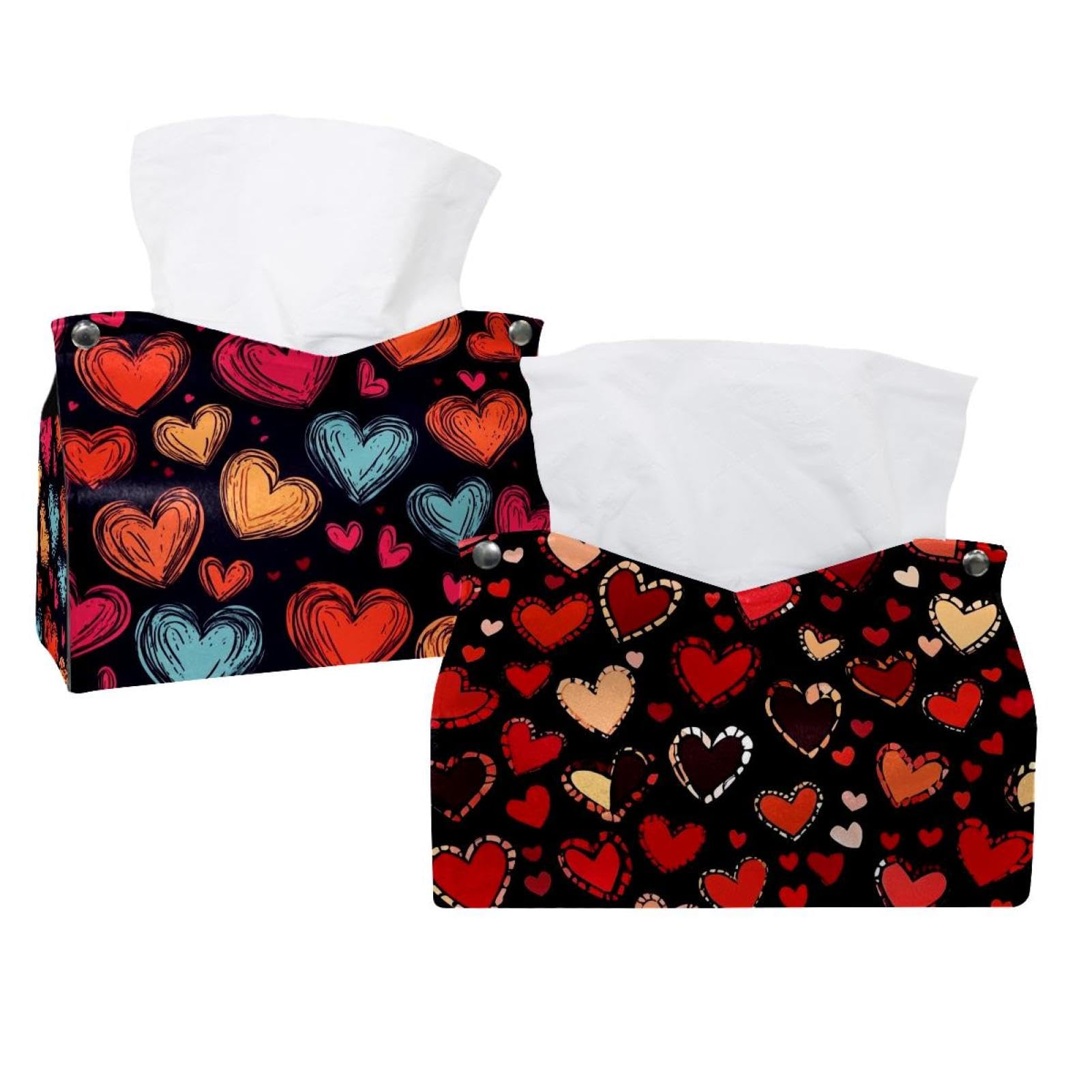 Boîte à mouchoirs en forme de cœur avec ouverture ergonomique lot double