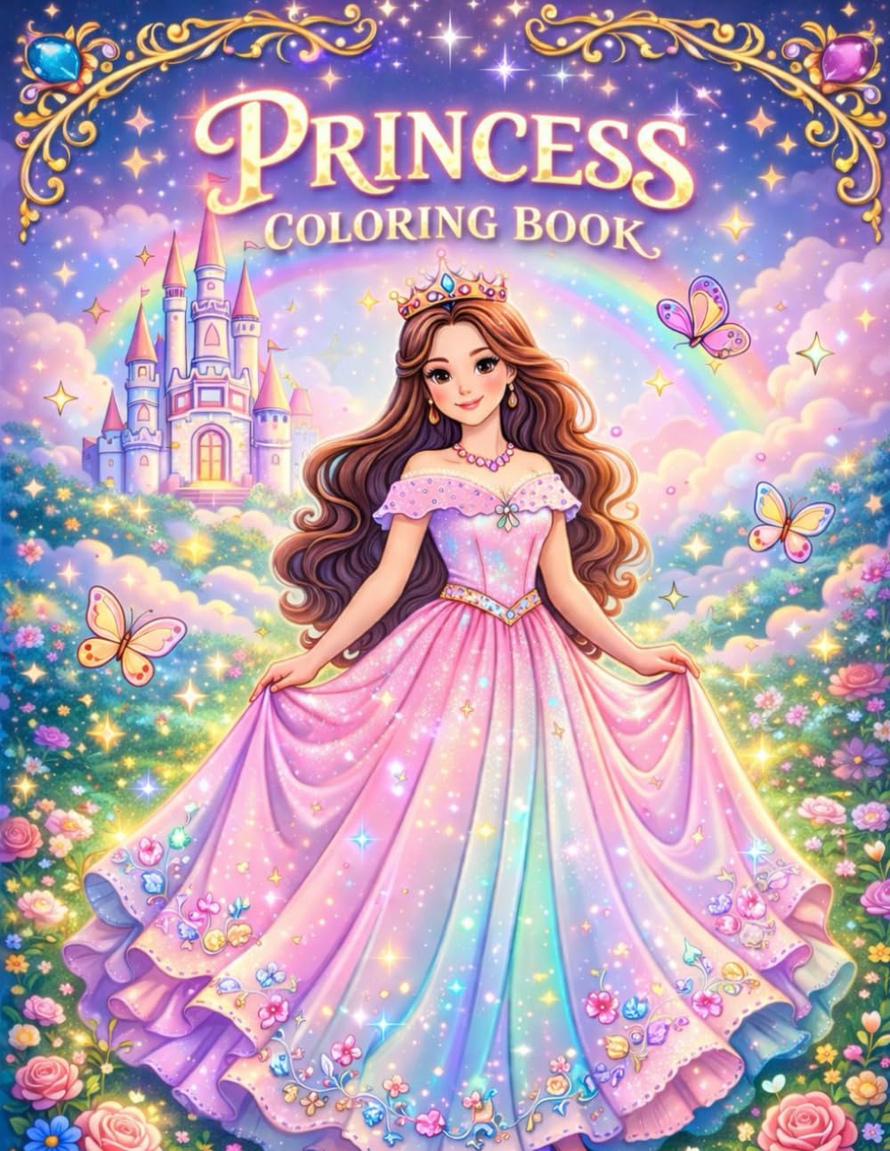 Princesses Coloring Book: Fun & Easy Fairy-Tale Princess Coloring Pages for Preschool