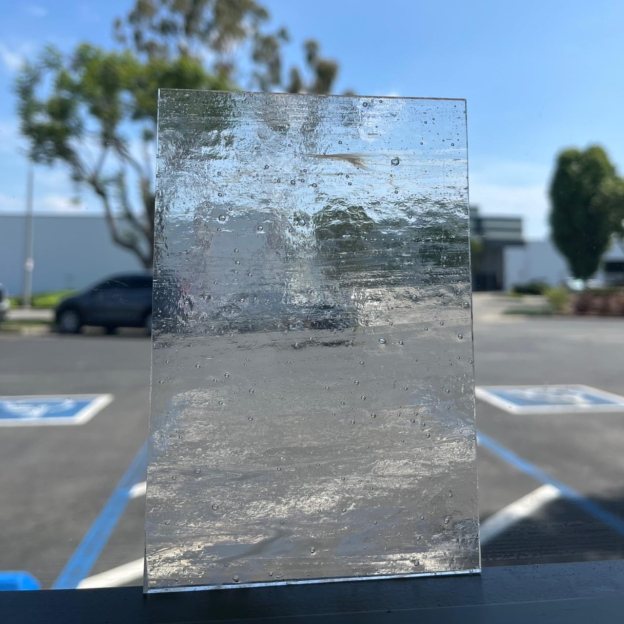 Binari Glass Studio 4 Inch Crystal Clear System 96 Fusible Glass Squares - 4 Pack, COE 96