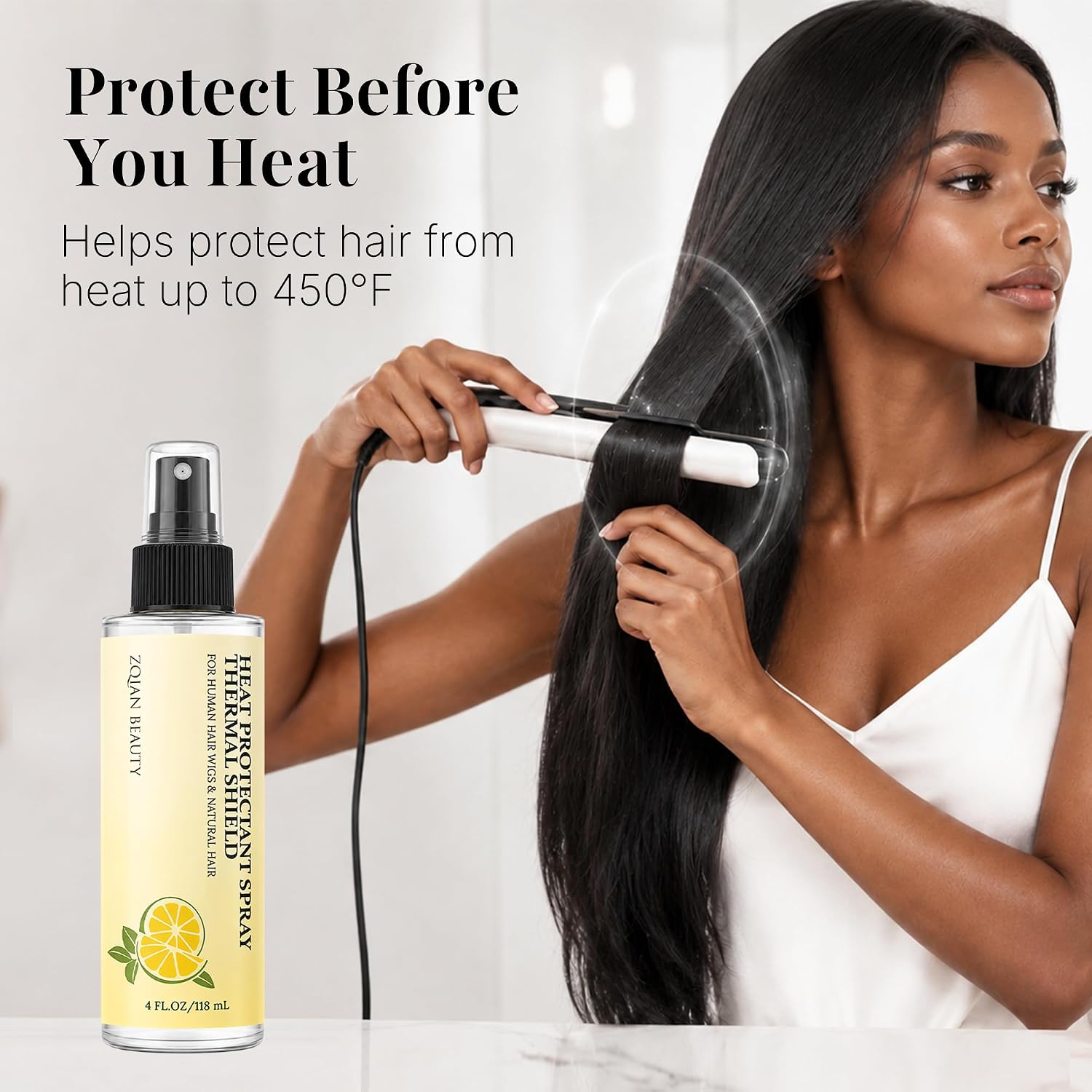 Heat Protection Spray for Natural Hair, Human Hair Wigs & Extensions