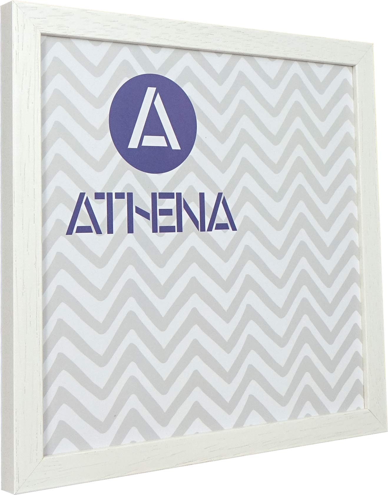 Athena White Woodgrain Thin Block Premium Wood Picture Frame 60 X 60Cm - 60 X 60 Cm Square Frame - Photo Frame - 60X60 Frame With Clear Styrene Sheet & Wall Mounted Hook – 60 X 60 Cm