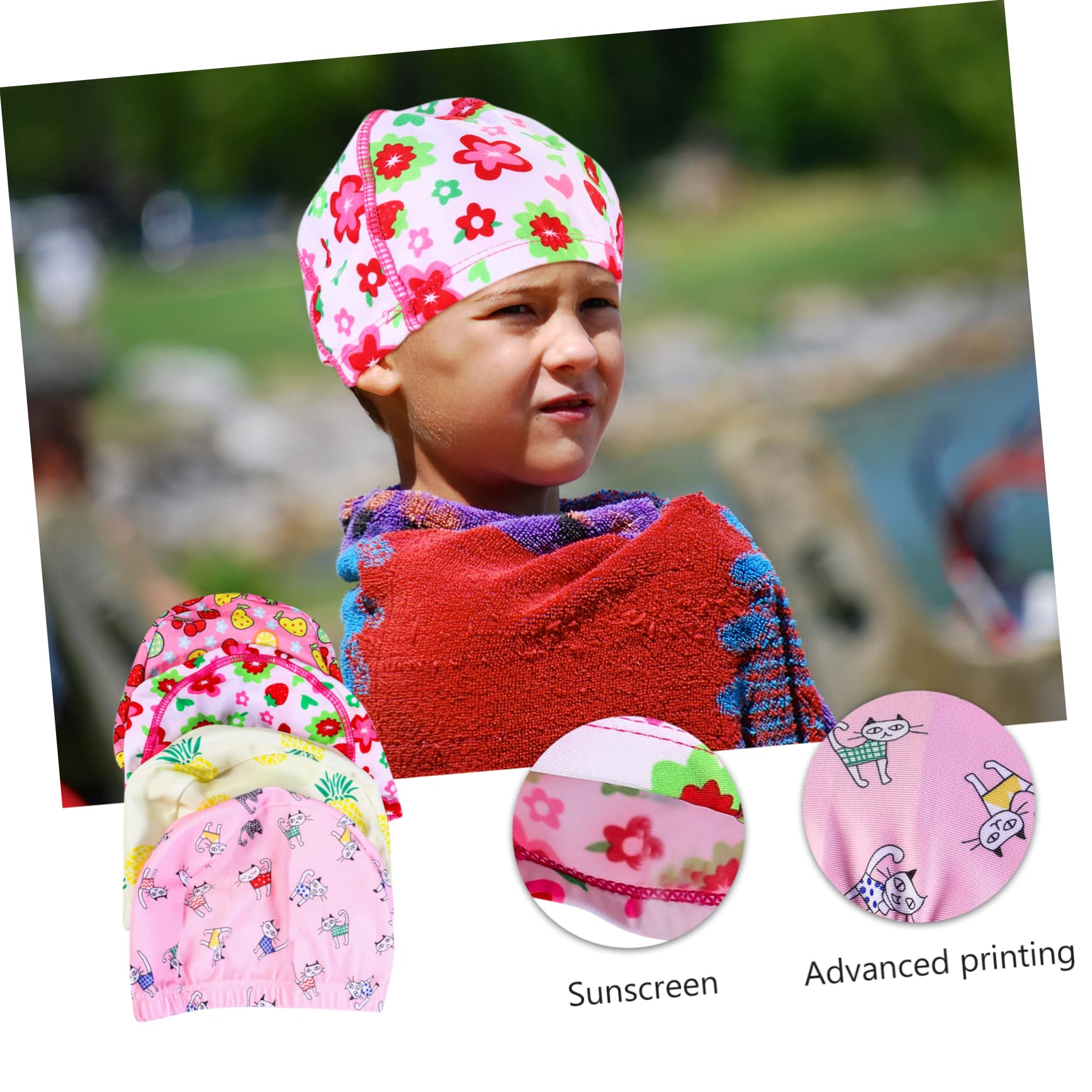BESPORTBLE 8 Pezzi Cappelli Bagno Berretti Berretti Baby Shower Bambini Orecchie Stampate Stampa Protezione Orecchie Protezione Cartoni Animati Cappello Nuoto Nuotare Bambini In