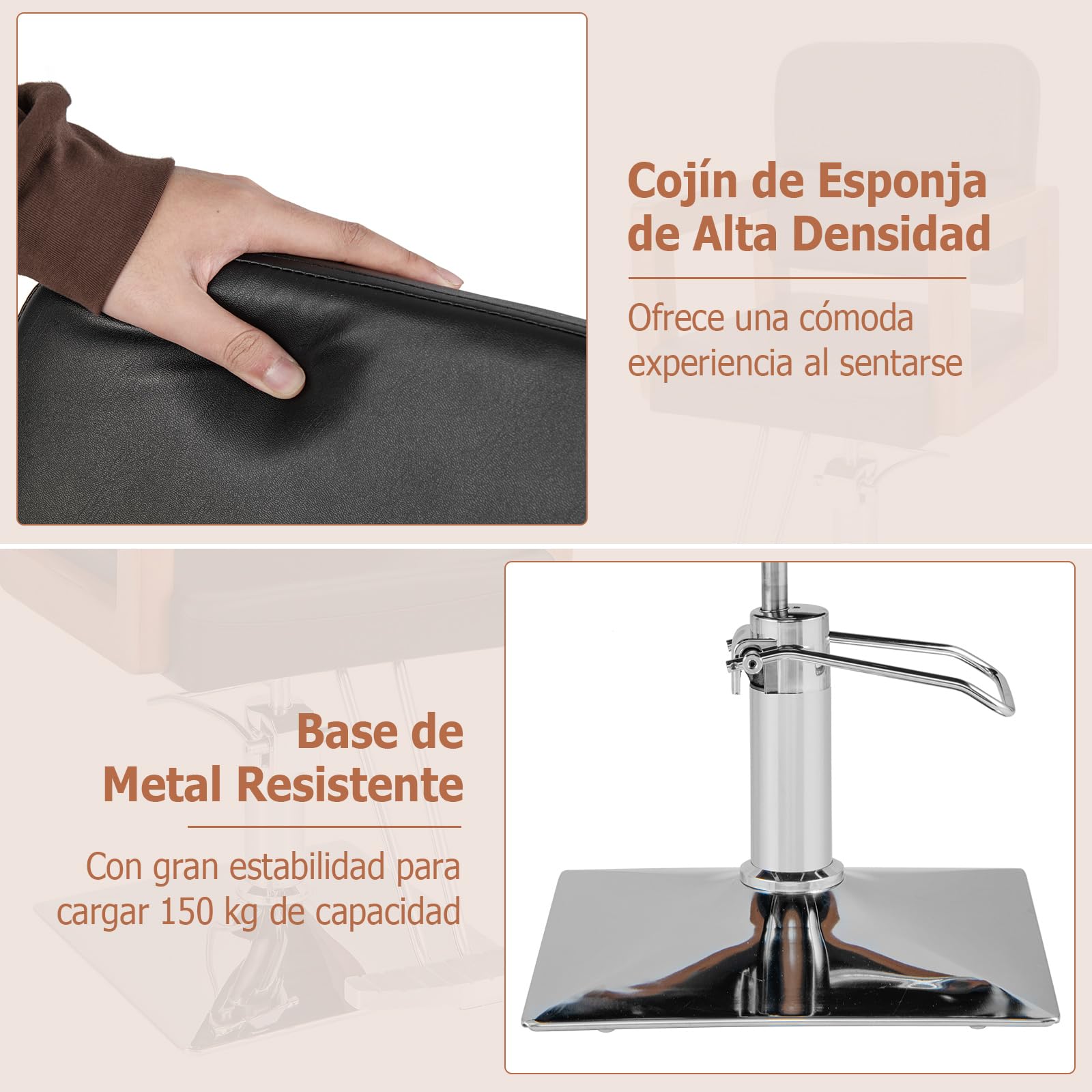 RELAX4LIFE Silla Peluquería con Altura Regulable y Giratoria 360°, Sillón Barbero con Bomba Hidráulica, Reposabrazos de Madera y Reposapiés para Salón de SPA y Belleza, Barbería, Carga 150kg