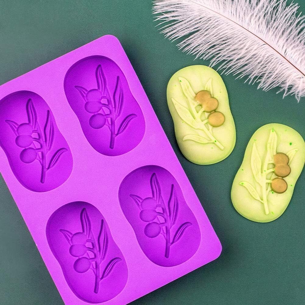 Silicone Cake Mould Flexible Ergo Olive Tree Lotion Bar Bath Soap Silicone Mold Making Supplies,Multicolor (Pack of 1) PD93