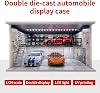 Vitrina para autos de colección a escala 1:24 con escena de estacionamiento para coleccionistas de Jada y Lego, garaje en miniatura para autos deportivos de aleación con luces USB y cubierta acrílica, 4 espacios de estacionamiento 5