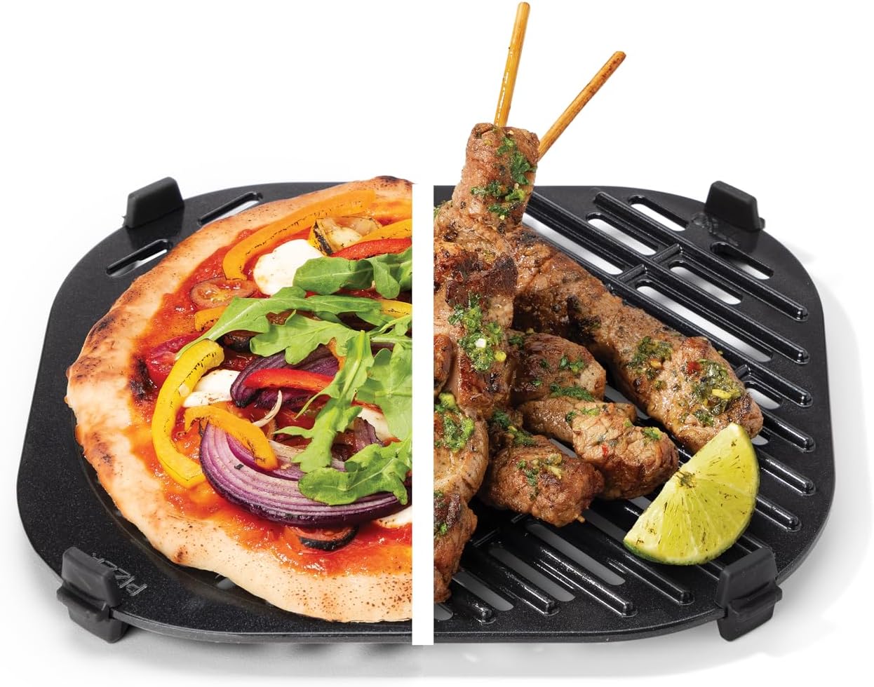 Reversible pizza and grill plate accessory