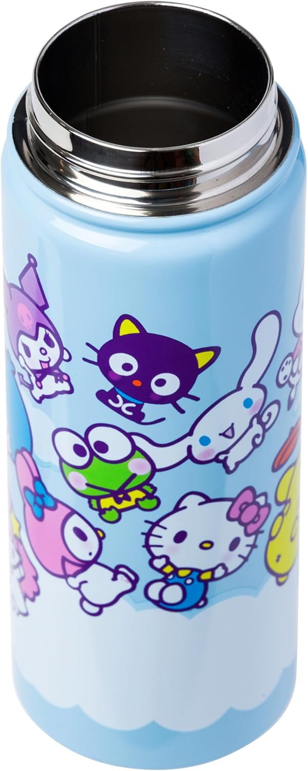 Silver Buffalo Sanrio Above the Clouds Group 20oz. Stainless Steel Water Bottle w Swivel Handle - Image 6