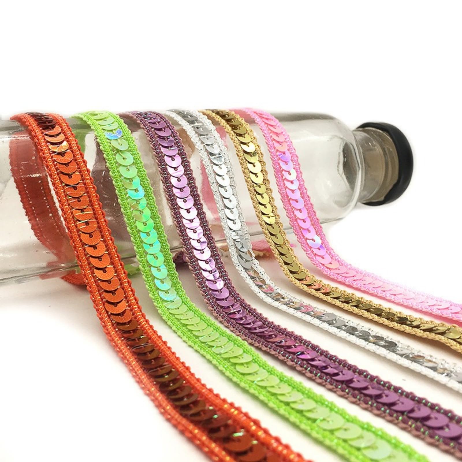 20 Farben 25m Elastisches glänzendes Paillettenband 1.2CM dick pailletten zum aufnähen geschenkband für DIY Nähen Kostüme Hochzeit weihnachten (Schwarz)
