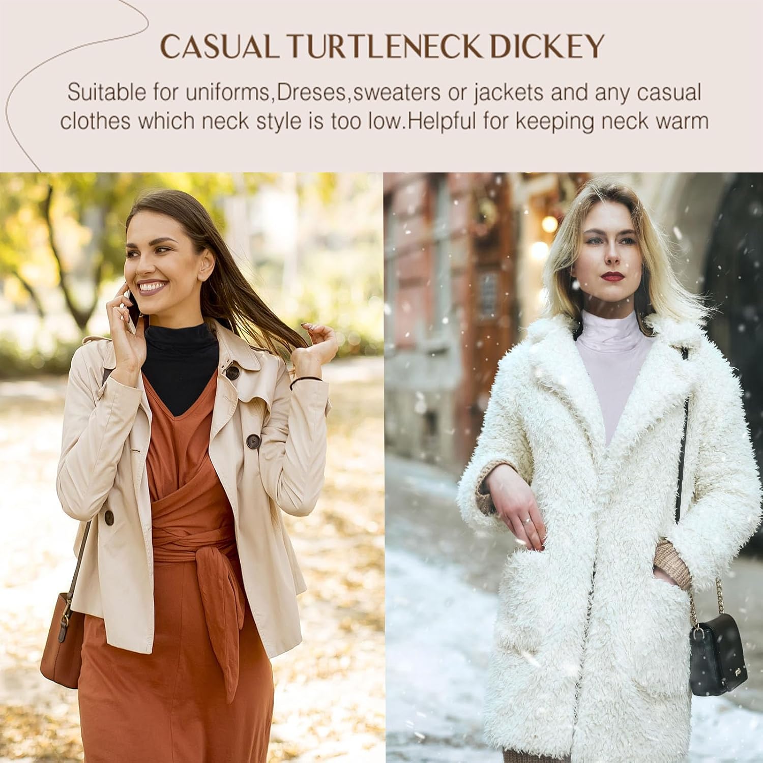 Women's Pleated Fake Turtleneck Dickey Detachable Collar Dickey Half Top Mock Blouse Collar Shirts - Image 7